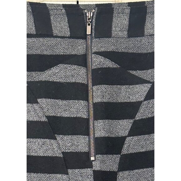 Worthington Mini Skater Skirt Wool Blend Black/Gray Stripes Women's Size 8 - Picture 4 of 16